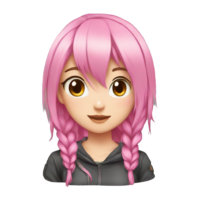 Pink hair, gamer girl, anime emoji