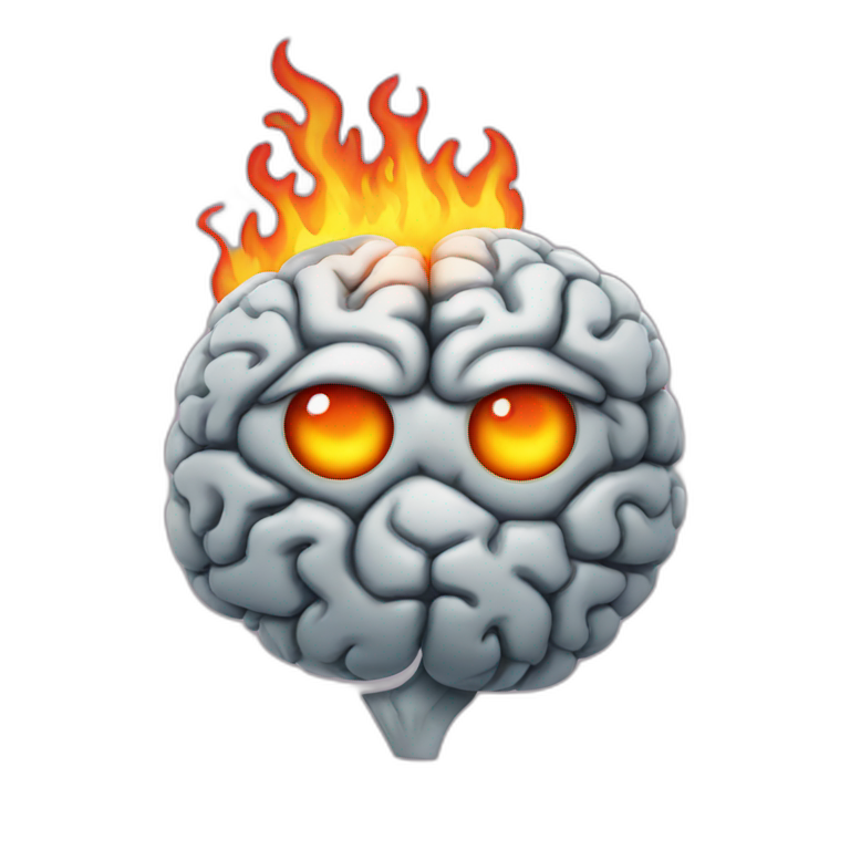 brain with fire eyes emoji