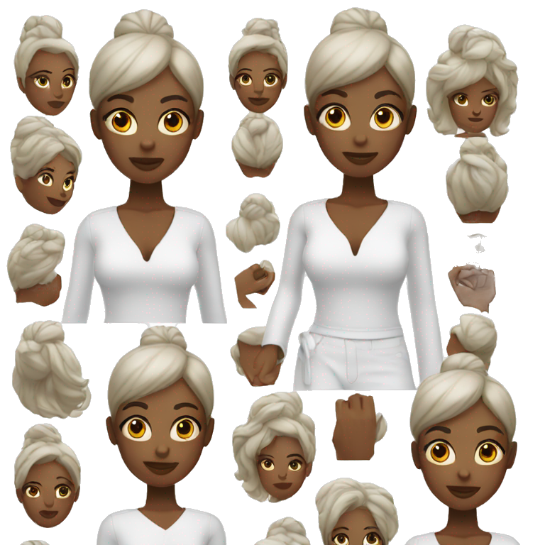 Black woman in a all white outfit same as this one but now she’s wearing black emoji