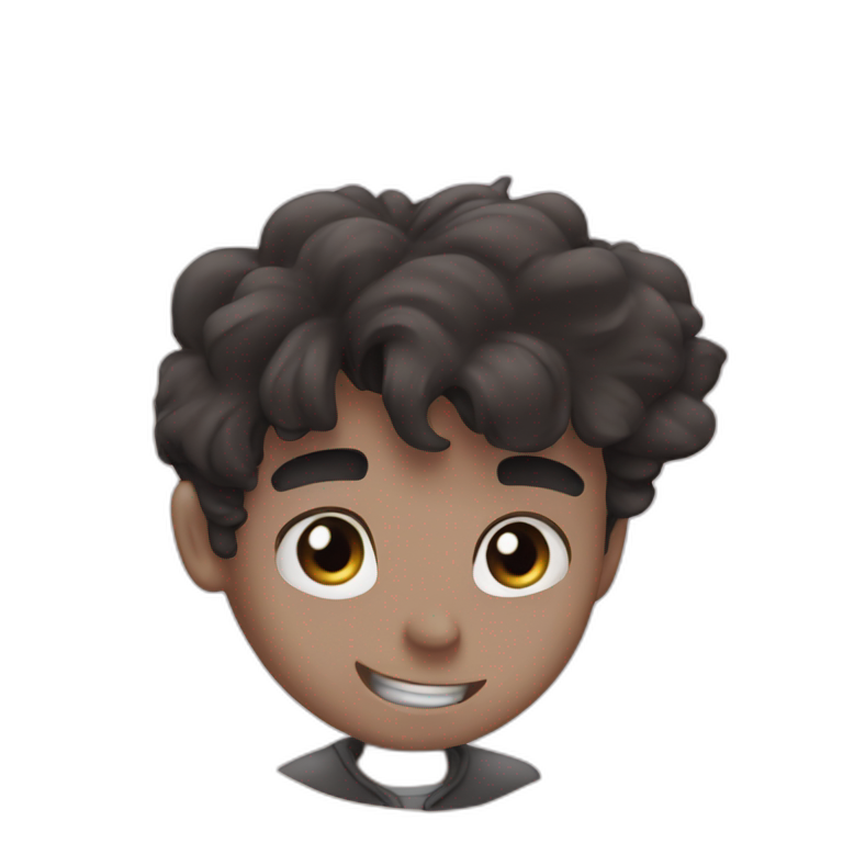 happy black-haired boy emoji