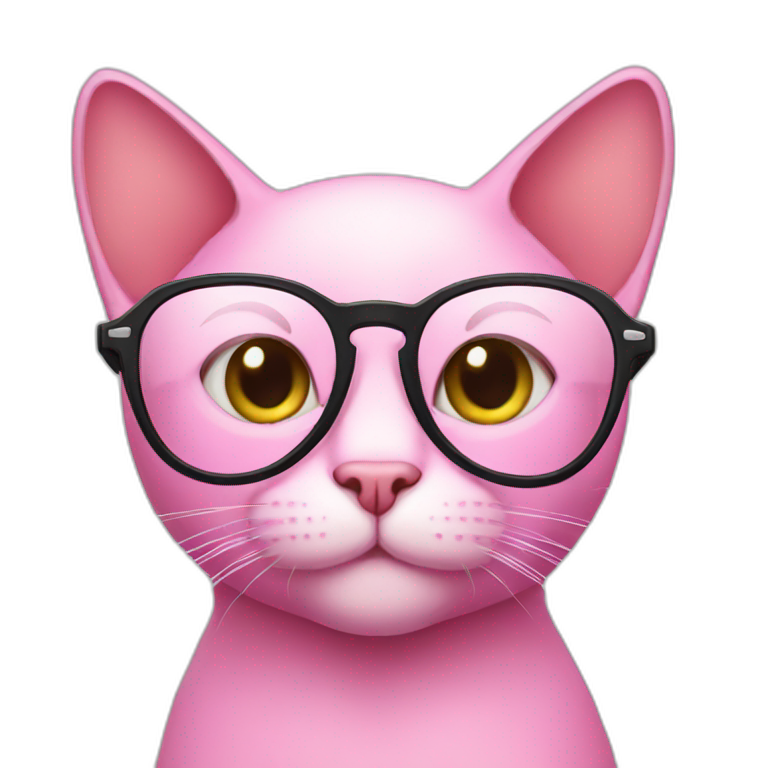 pink cat in glasses emoji