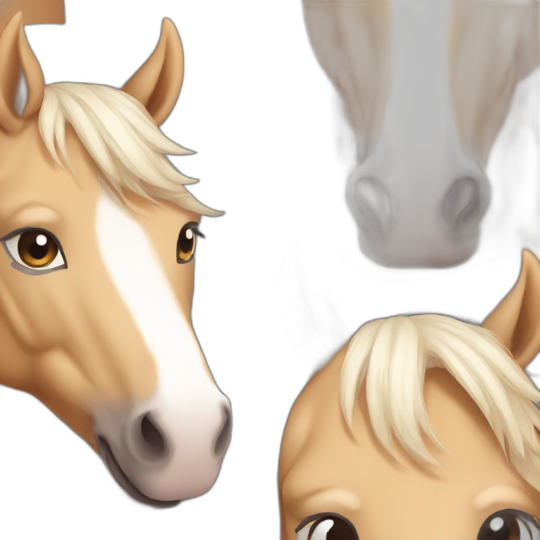 tan horse white face no ears black eyes emoji