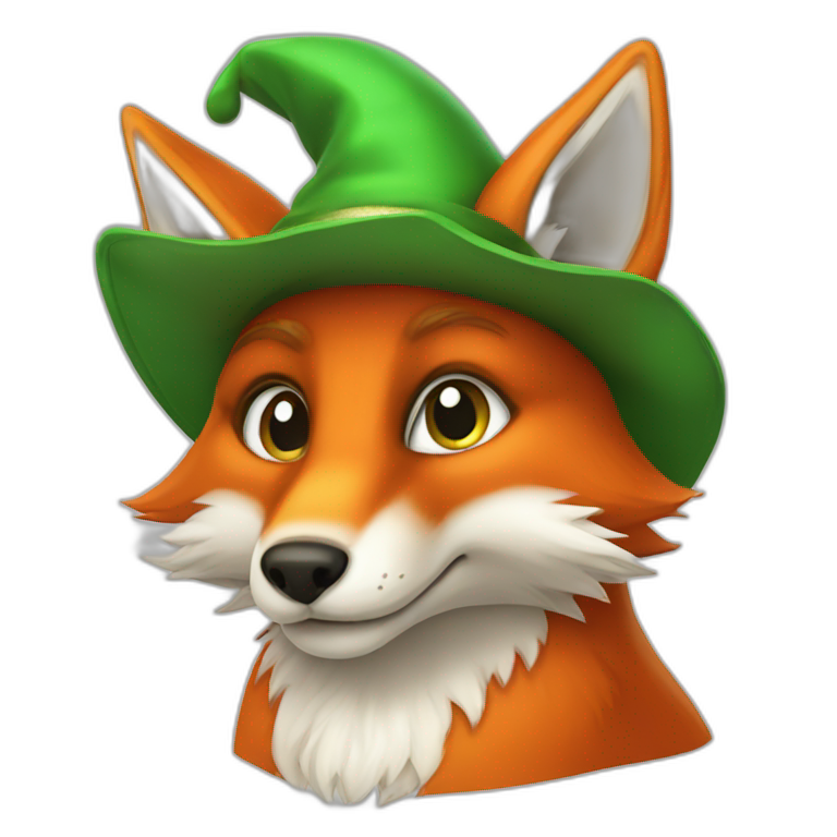 fox with a lutin green hat emoji