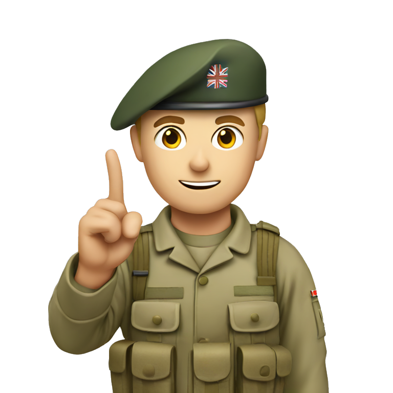 British army soldier pointing with hand emoji