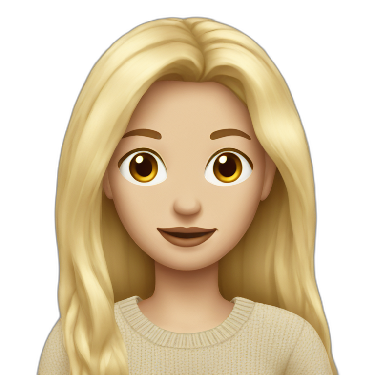 Blonde long hair women beige sweater emoji