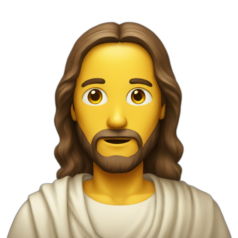 jesus with a yellow cheese face emoji