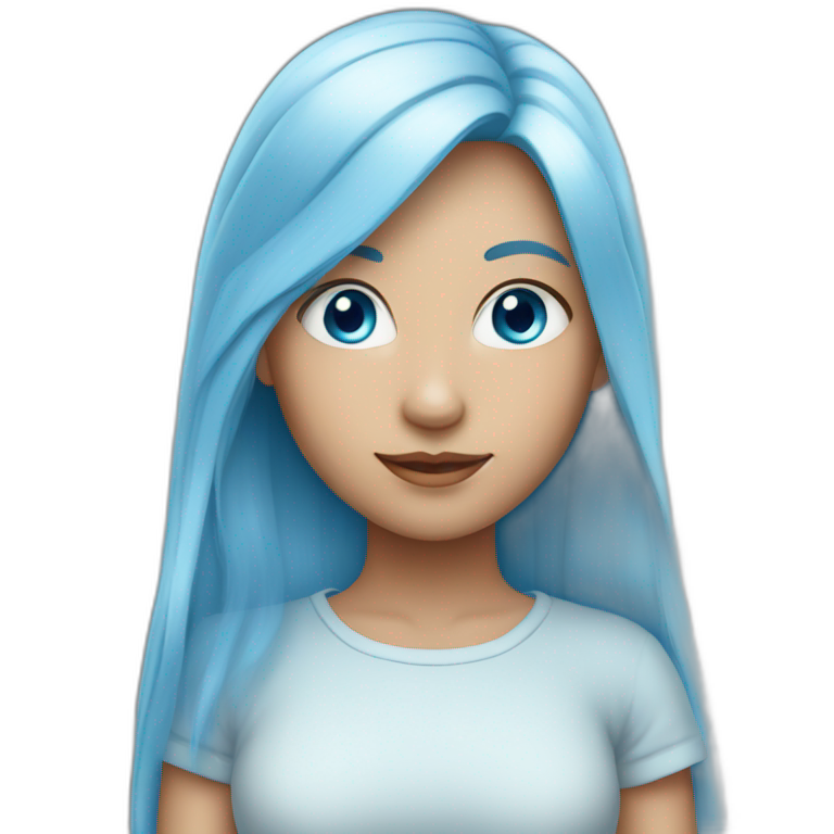A girl with long light blue hair and blue eyes. emoji