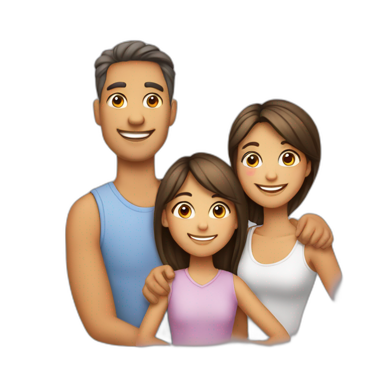 Happy family of 4 members, father, mother, teenager and daughter emoji