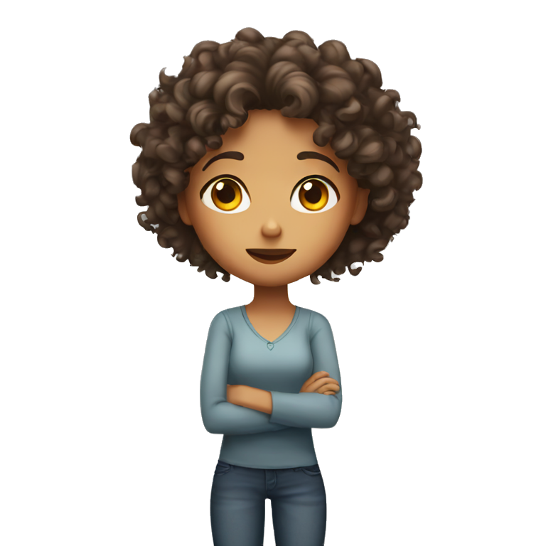 curly haired girl shrugging emoji