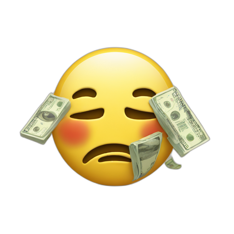 sad face with money in hands emoji