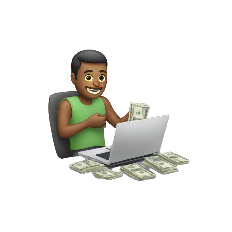 man with laptop and cash emoji