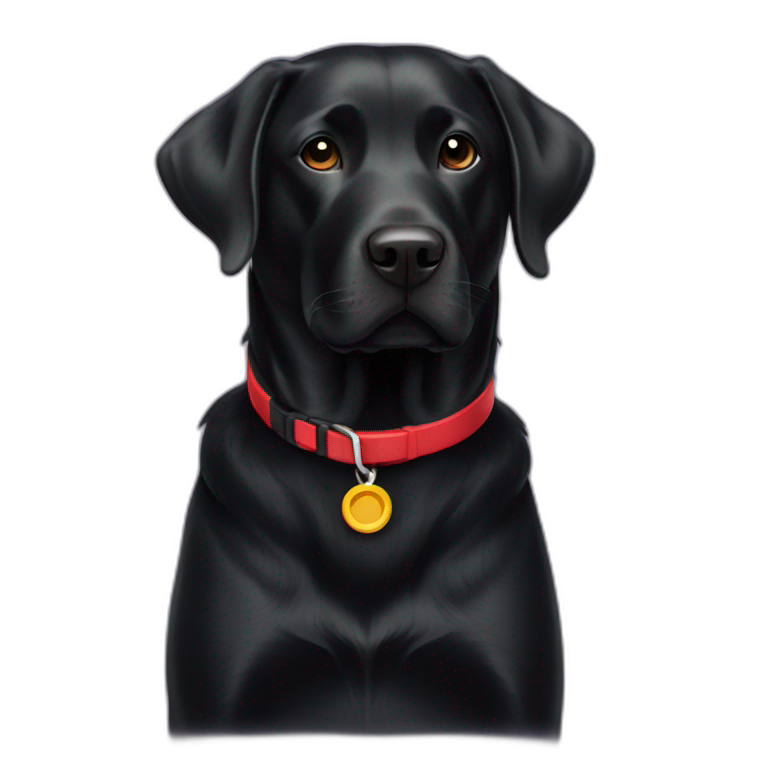 Black Labrador with a red collar emoji