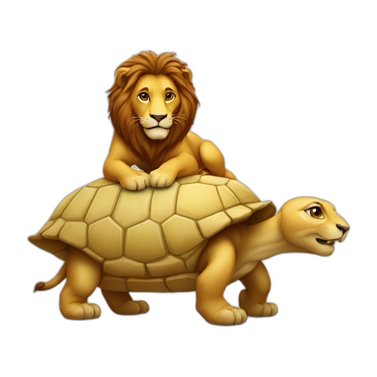 Un lion sur une tortue emoji