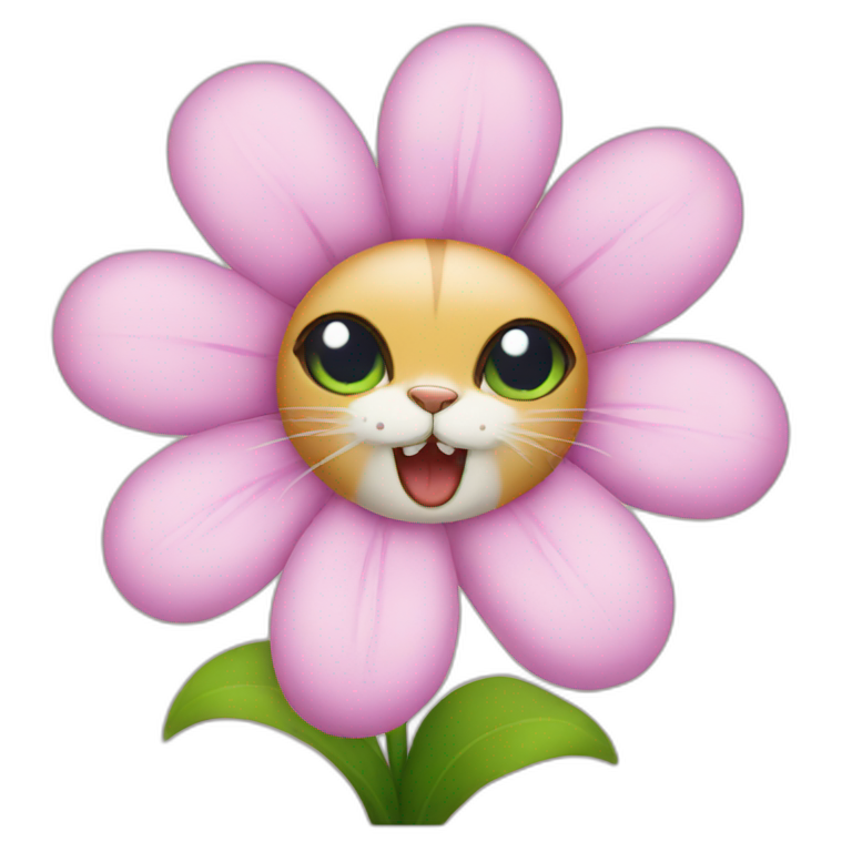 Flower with a cat face emoji