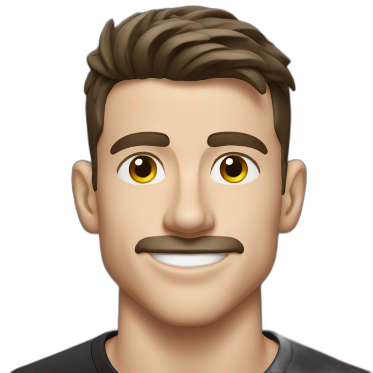 Mason mount wearing a black tshirt, profile picture, with stubble and mustache  emoji