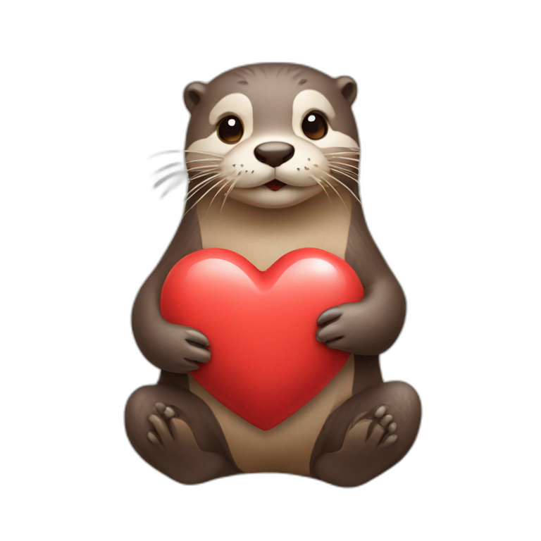 otter holding heart emoji