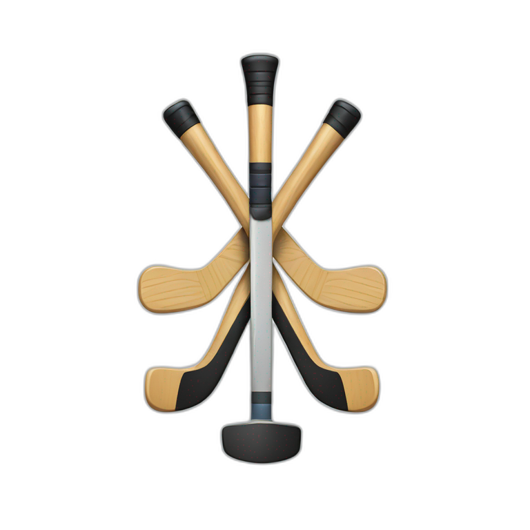 2 hockey sticks crossed with puck emoji