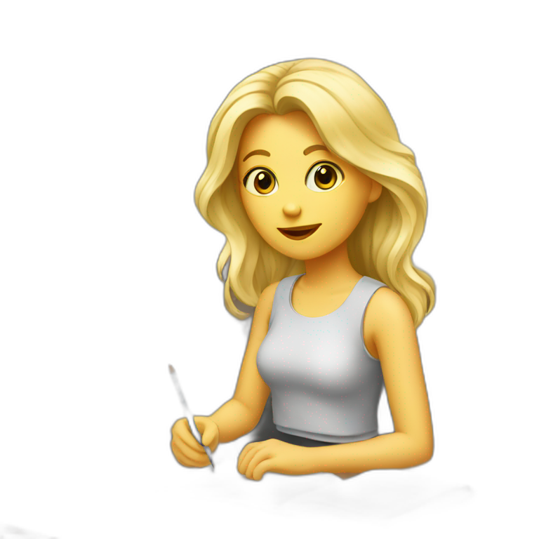 Blonde Girl studying in art school emoji