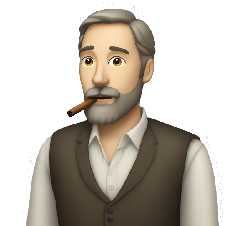White man with beard smoking cigar emoji