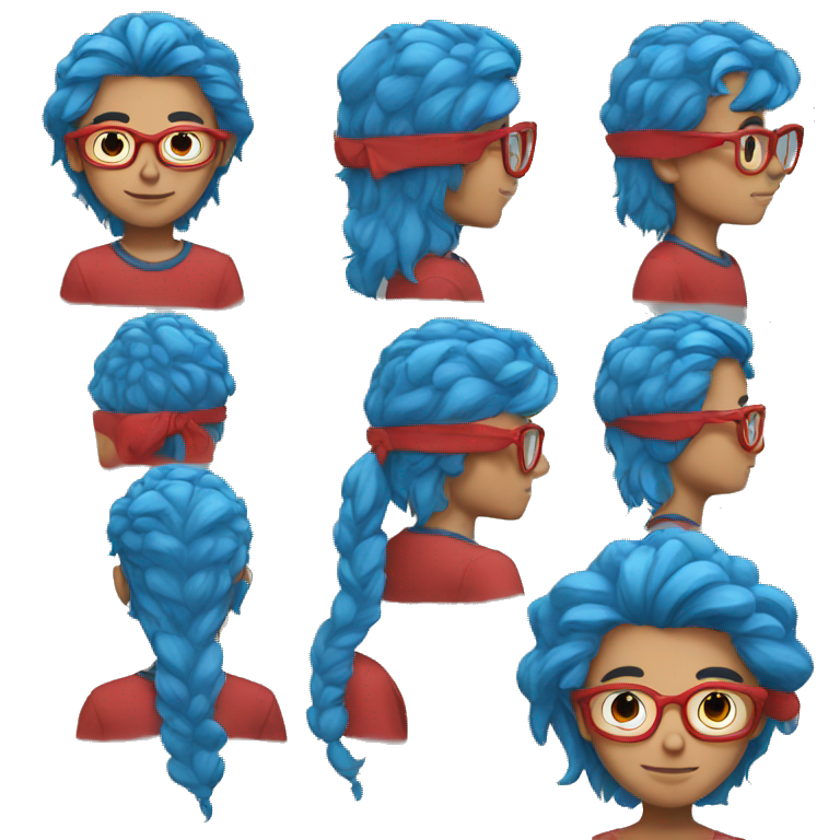 Boy with blue hair and red glasses  emoji