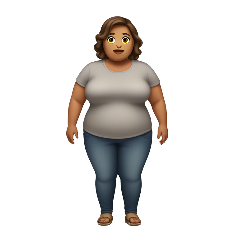 fat-woman full body with brown hair and brown eyes emoji