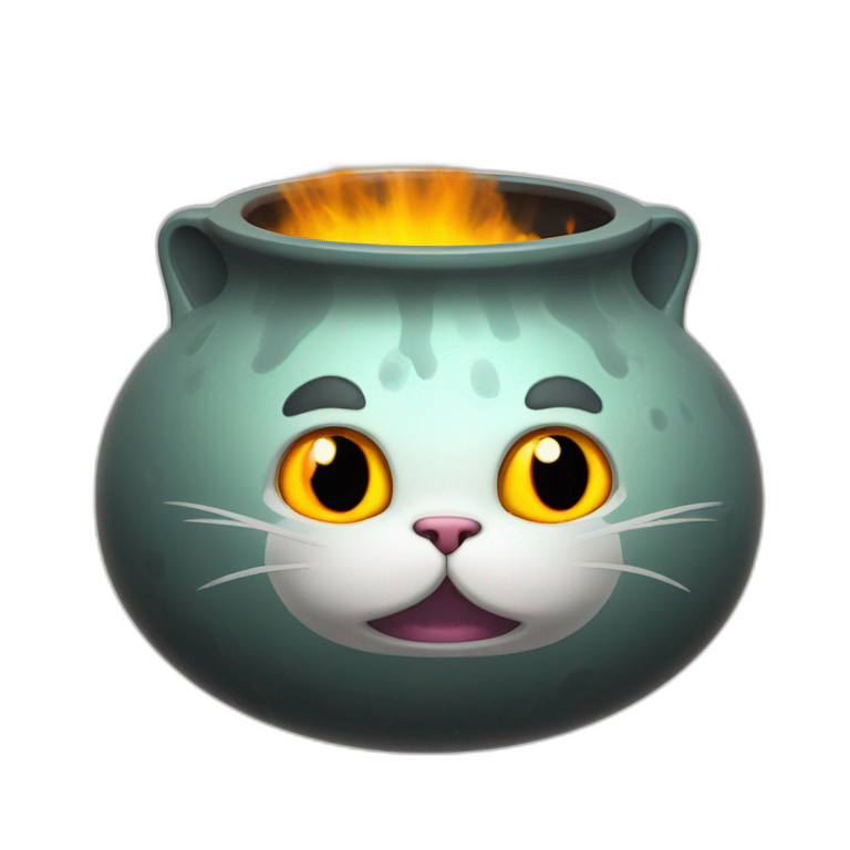 3d sphere with a cartoon filthy cauldron Cat skin texture with sincere eyes emoji