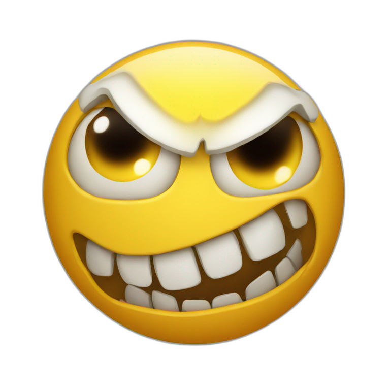 Angry yellow ball emoji showing teeth  emoji