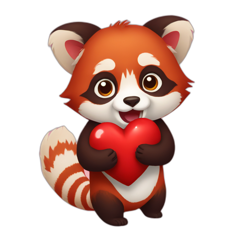 red panda heart giving emoji