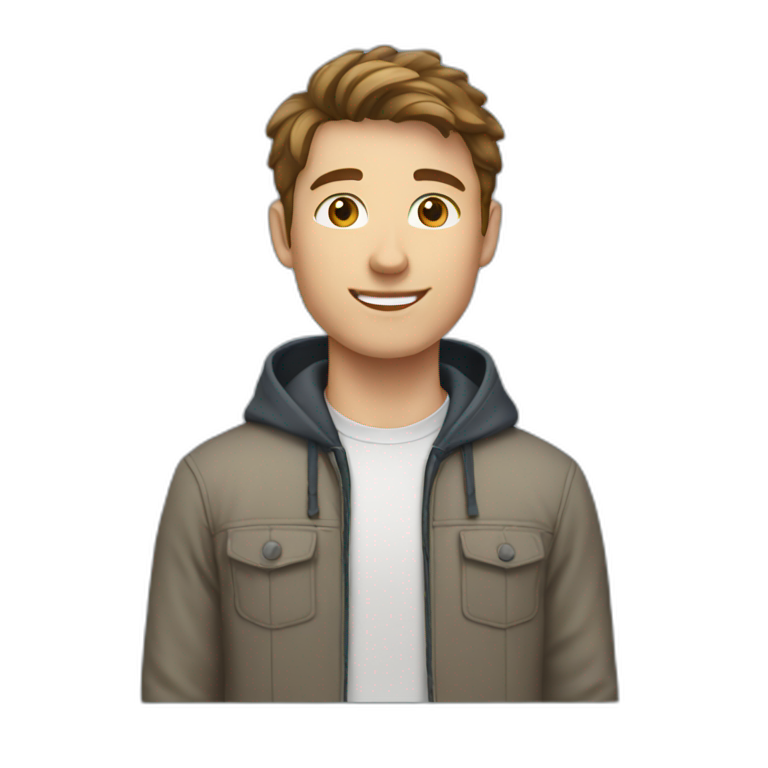 a white male student with short brown hair with hairstyle French crop emoji