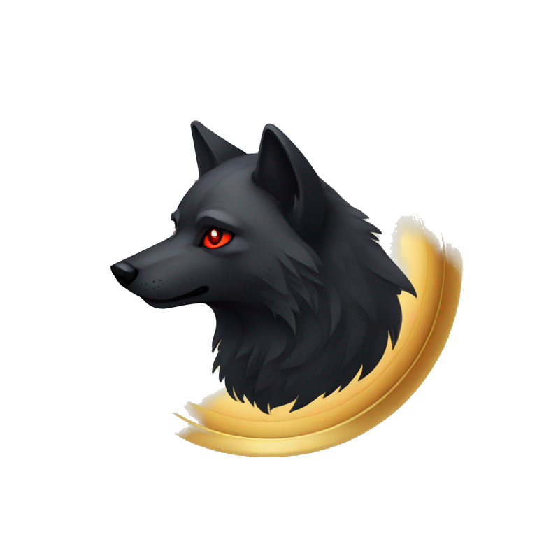 black Wolf, red eyes, golden rims emoji