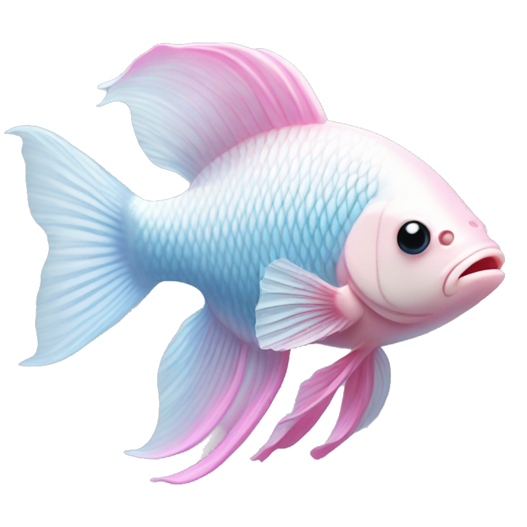 Pastel blue, pink, and white colore Beta Fish emoji