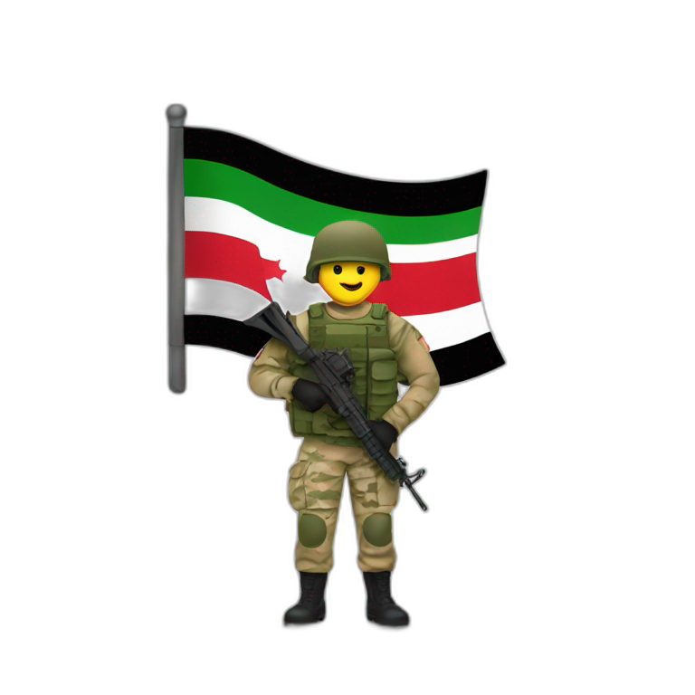 army man holding iraq flag emoji