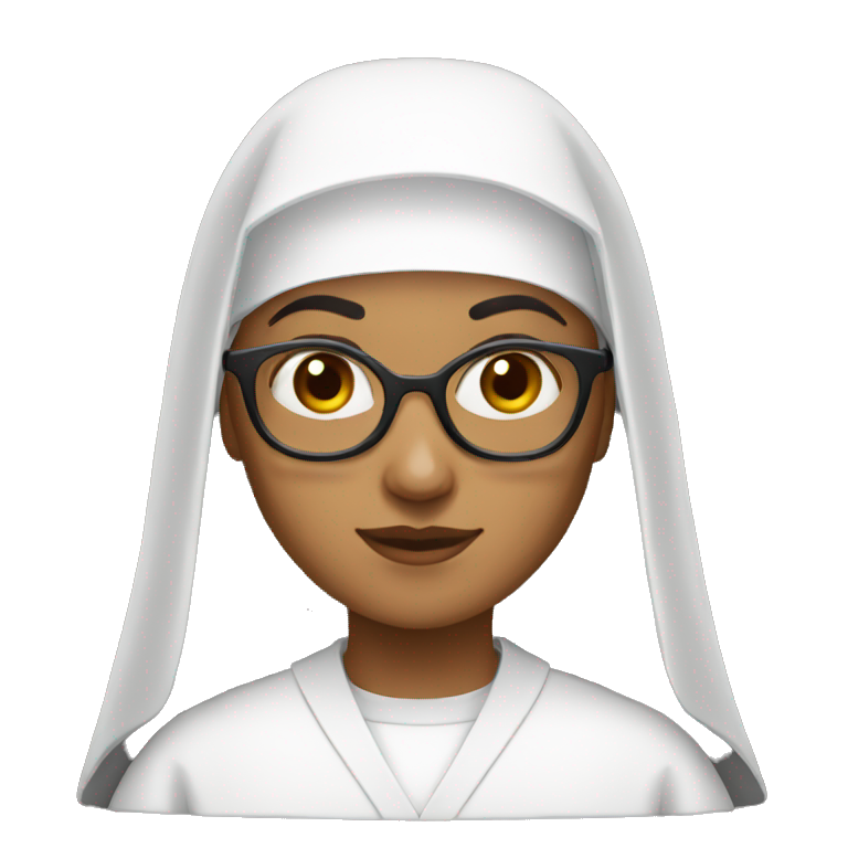The nun with glasses medium skin tone emoji