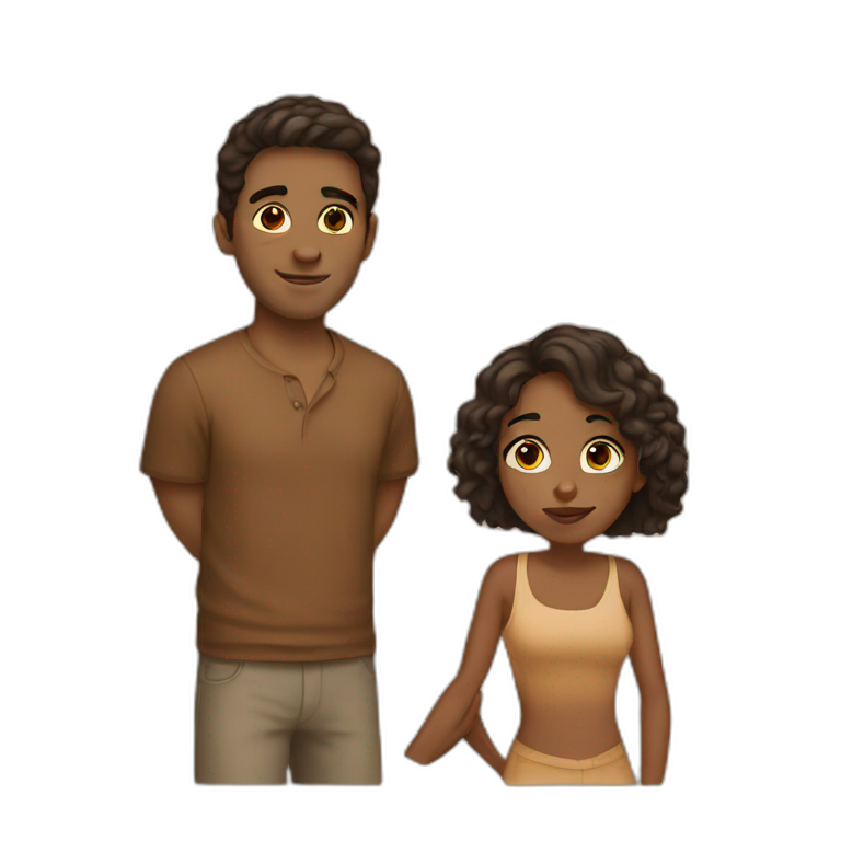 couple brown girl white guy emoji