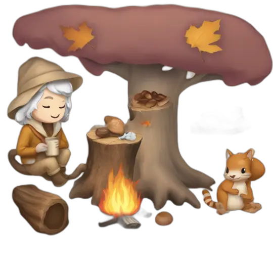 sleeping squirrel by campfire emoji