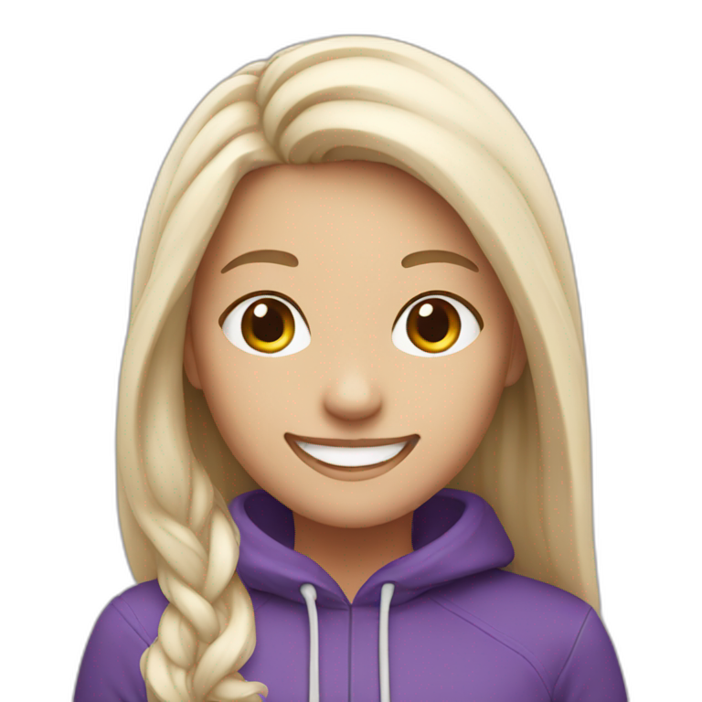 Purple white girl smiling emoji