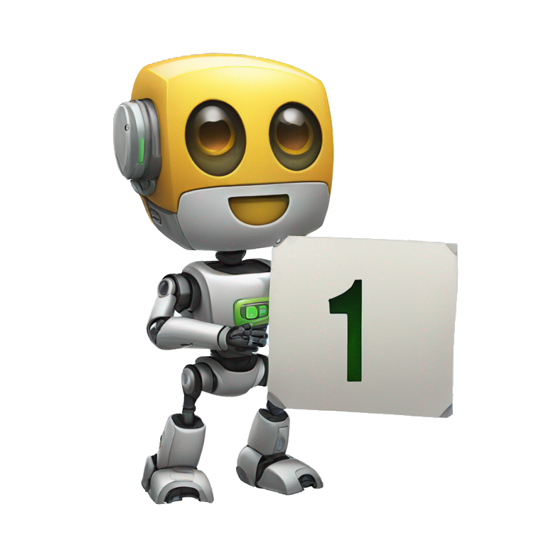 ROBO HOLDING A SIGN WRITTEN NUMBER ONE emoji