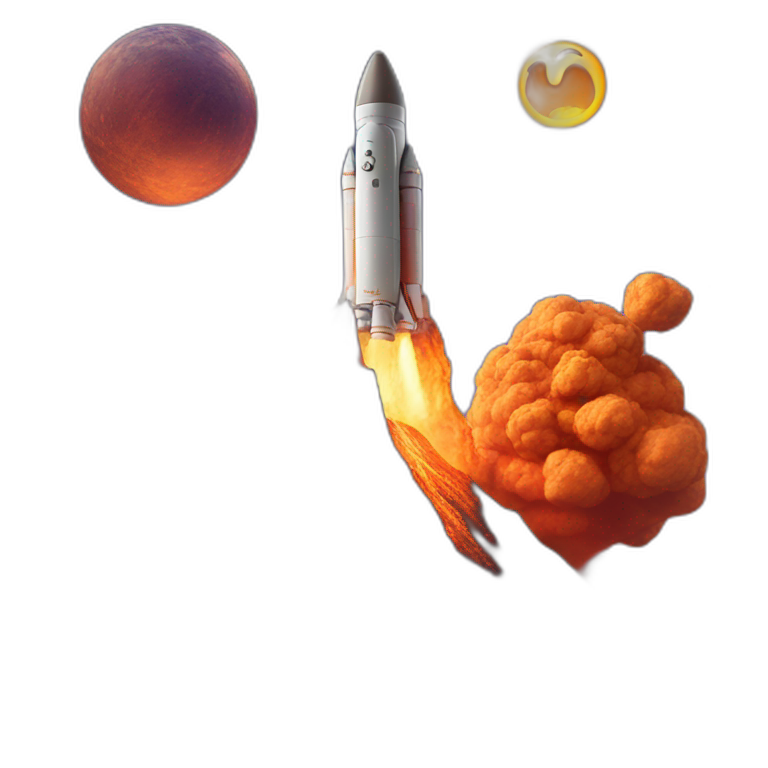 Space rocket coming out of a volcano emoji