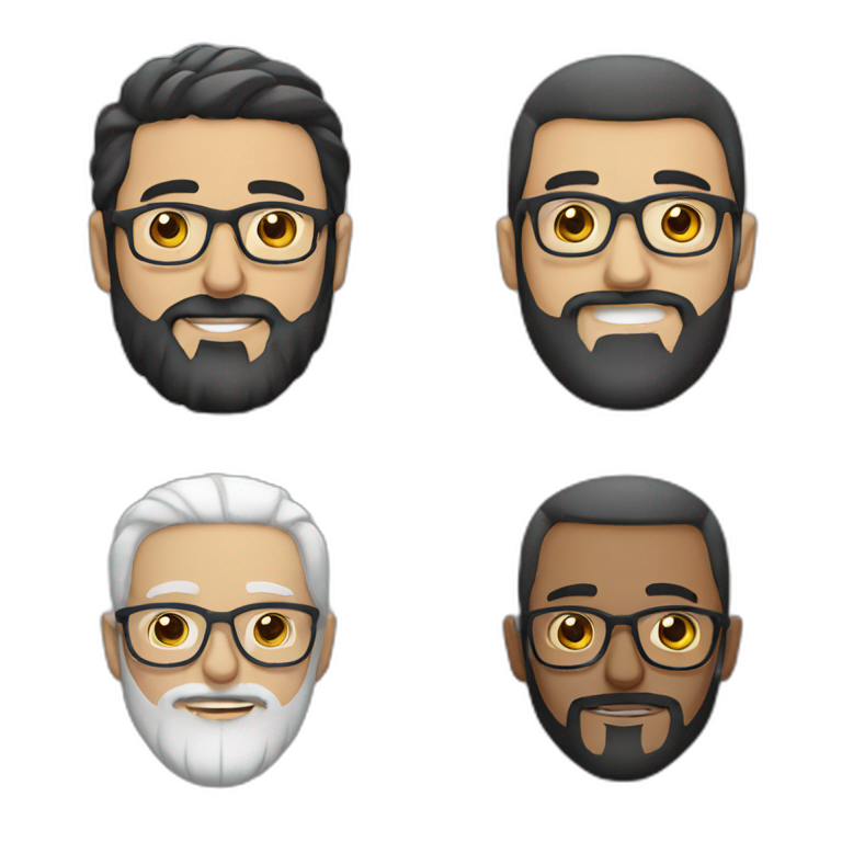 Arab man with glasses and beard and white man with glasses and beard emoji