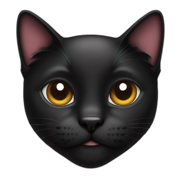 a black cat face with a heart emoji