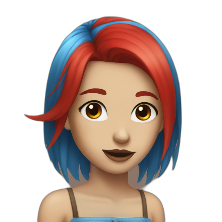 Girl with blue hair and red eyes emoji