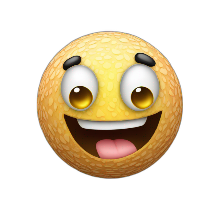 3d sphere with a cartoon wandering skin texture with big playful eyes emoji