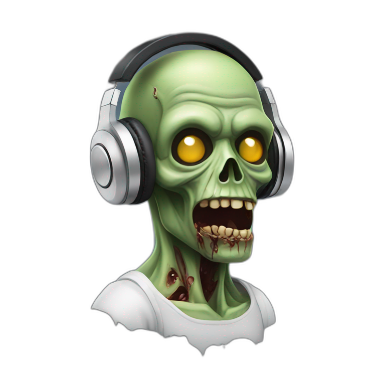 Zombie listening music in headphones  emoji