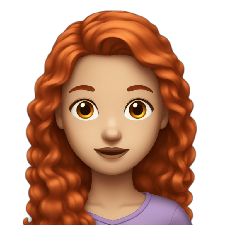girl with dark Brown eyes and long red hair emoji
