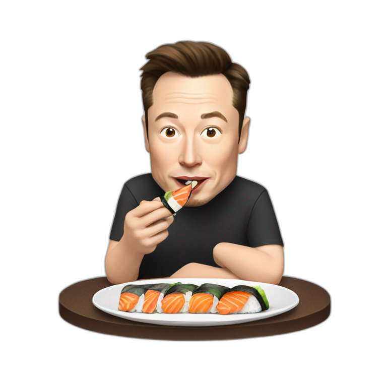Elon Musk eat sushi emoji