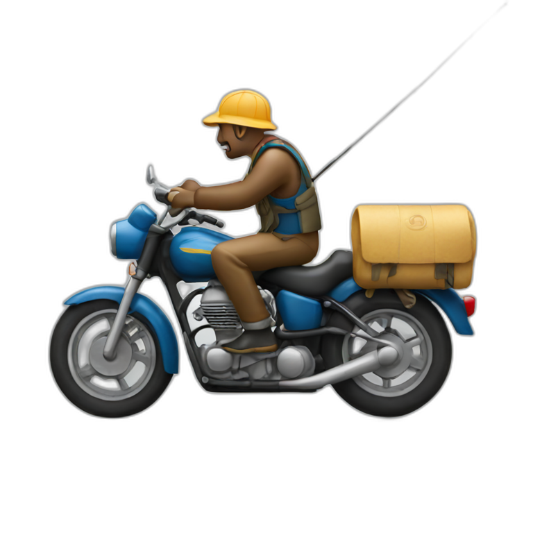 A fisherman on a motorcycle emoji