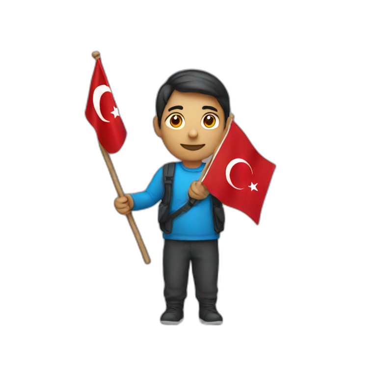 Person holding Turkish flag emoji