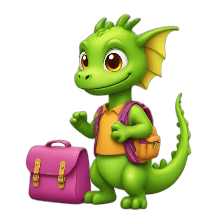 little dragon with school bag 2 emoji