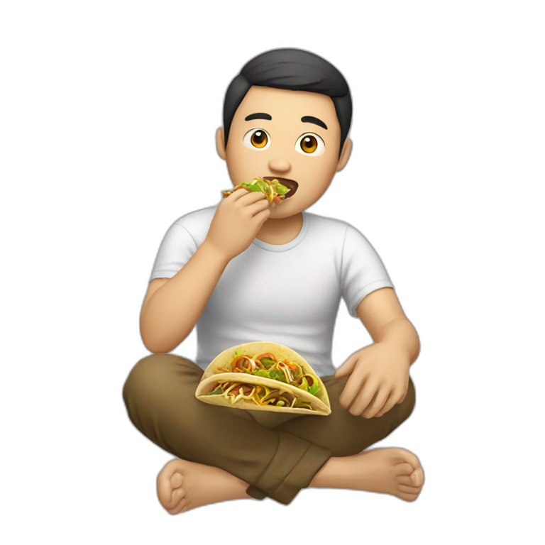 Chinese guy eating tacos emoji