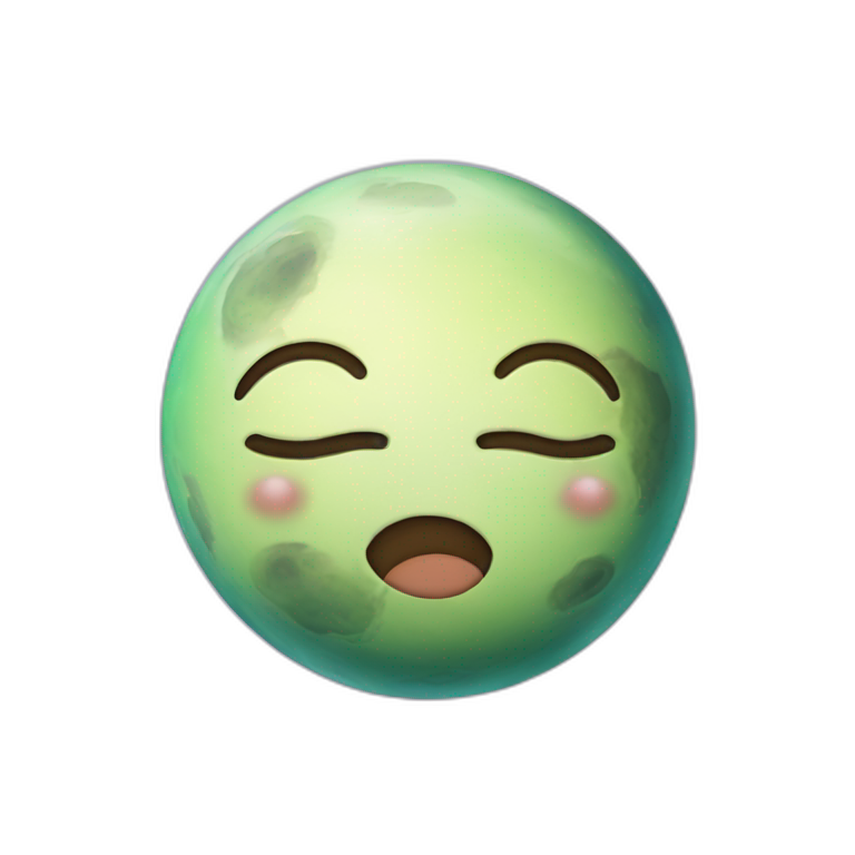 planet Venus with a cartoon sleepy face emoji